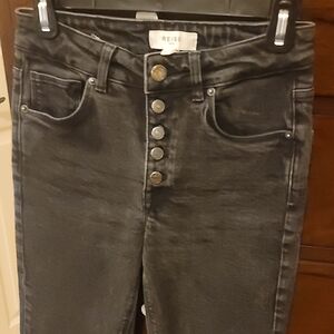 Reiss Button Fly Women's Black High Rise Jeans